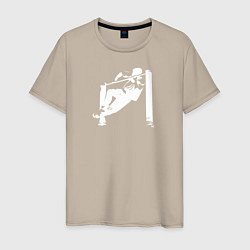 Футболка хлопковая мужская Street Workout - выход силой белый, цвет: миндальный