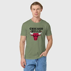 Футболка хлопковая мужская Chicago Bulls, цвет: авокадо — фото 2