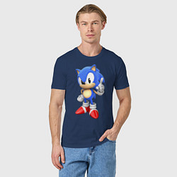Футболка хлопковая мужская Classic Sonic, цвет: тёмно-синий — фото 2