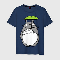 Футболка хлопковая мужская Totoro с зонтом, цвет: тёмно-синий