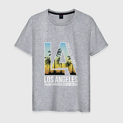 Футболка хлопковая мужская Los Angeles Summer цвета меланж — фото 1