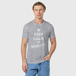 Футболка хлопковая мужская Keep Calm & WAAAGH, цвет: меланж — фото 2