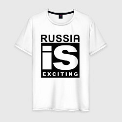 Футболка хлопковая мужская RUSSIA IS EXCITING, цвет: белый