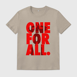 Футболка хлопковая мужская Один за всех, цвет: миндальный