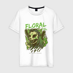 Футболка хлопковая мужская Floral Cat Skull, цвет: белый