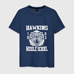Футболка хлопковая мужская Hawkins Middle School, цвет: тёмно-синий