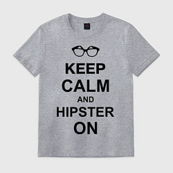 Футболка хлопковая мужская Keep Calm & Hipster on, цвет: меланж