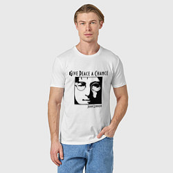 Футболка хлопковая мужская Give Peace a Chance, цвет: белый — фото 2
