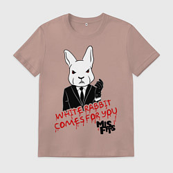 Футболка хлопковая мужская Misfits: White rabbit, цвет: пыльно-розовый