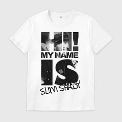 Футболка хлопковая мужская My name is slim shady, цвет: белый