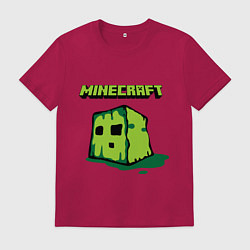 Футболка хлопковая мужская Minecraft Creeper, цвет: маджента