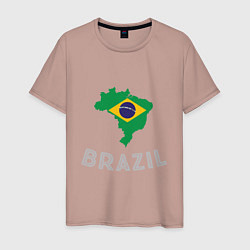 Футболка хлопковая мужская Brazil Country, цвет: пыльно-розовый