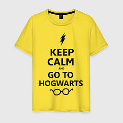 Футболка хлопковая мужская Keep Calm & Go To Hogwarts, цвет: желтый