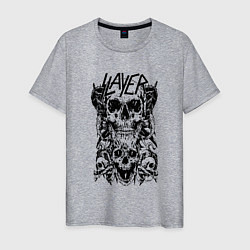 Футболка хлопковая мужская Slayer Skulls, цвет: меланж