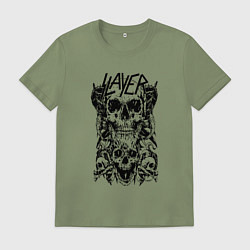 Футболка хлопковая мужская Slayer Skulls, цвет: авокадо