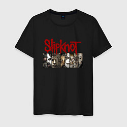 Футболка хлопковая мужская Slipknot Faces, цвет: черный