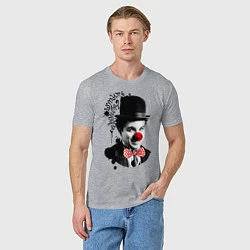 Футболка хлопковая мужская Чарли Чаплин клоун, цвет: меланж — фото 2