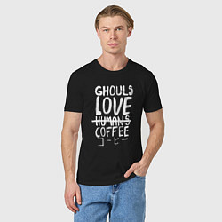 Футболка хлопковая мужская Ghouls Love Coffee, цвет: черный — фото 2