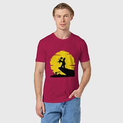Футболка хлопковая мужская Homer & Bart, цвет: маджента — фото 2