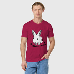 Футболка хлопковая мужская Rabbit: follow me, цвет: маджента — фото 2