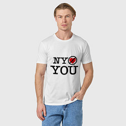 Футболка хлопковая мужская NY don't love you, цвет: белый — фото 2