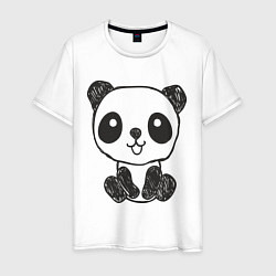 Футболка хлопковая мужская Малыш панда, цвет: белый