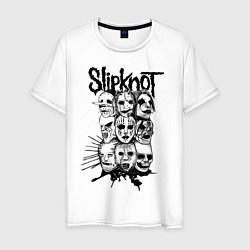 Футболка хлопковая мужская Slipknot Faces цвета белый — фото 1