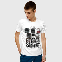 Футболка хлопковая мужская Slipknot Masks цвета белый — фото 2