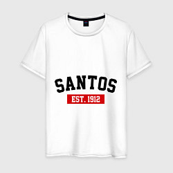 Футболка хлопковая мужская FC Santos Est. 1912, цвет: белый