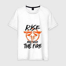 Футболка хлопковая мужская Rise & Seek the Fire, цвет: белый