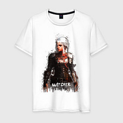 Футболка хлопковая мужская Witcher Girl, цвет: белый