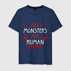 Футболка хлопковая мужская ALL MONSTERS ARE HUMAN, цвет: тёмно-синий