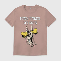 Футболка хлопковая мужская Punk uder my skin, цвет: пыльно-розовый