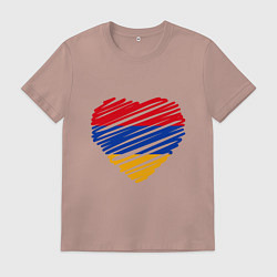 Футболка хлопковая мужская Сердце Армении, цвет: пыльно-розовый