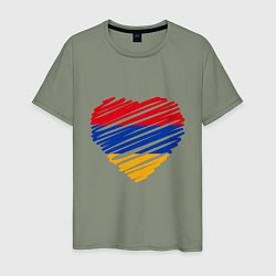 Футболка хлопковая мужская Сердце Армении, цвет: авокадо