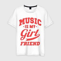 Футболка хлопковая мужская Music is my girlfriend, цвет: белый