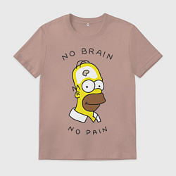 Футболка хлопковая мужская No brain, No pain, цвет: пыльно-розовый