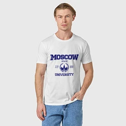 Футболка хлопковая мужская MGU Moscow University, цвет: белый — фото 2