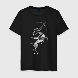 Футболка хлопковая мужская Звездный Стрелец цвета черный — фото 1
