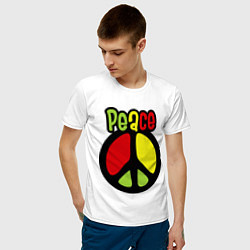 Футболка хлопковая мужская Peace tricolor цвета белый — фото 2