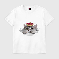 Футболка хлопковая мужская Pretty kitten, цвет: белый