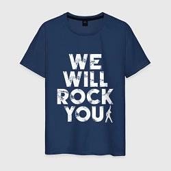 Футболка хлопковая мужская We Wil Rock You, цвет: тёмно-синий