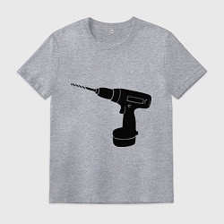 Футболка хлопковая мужская Она: перфоратор, цвет: меланж