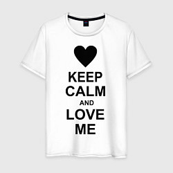 Футболка хлопковая мужская Keep Calm & Love Me, цвет: белый