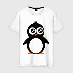 Футболка хлопковая мужская Милый пингвин, цвет: белый