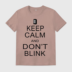 Футболка хлопковая мужская Keep Calm & Don't Blink, цвет: пыльно-розовый