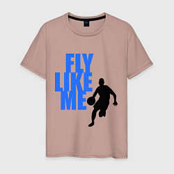 Футболка хлопковая мужская Fly like me, цвет: пыльно-розовый