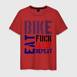 Футболка хлопковая мужская Bike eat sleep repeat, цвет: красный