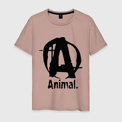 Футболка хлопковая мужская Animal Logo, цвет: пыльно-розовый