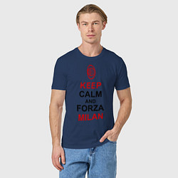 Футболка хлопковая мужская Keep Calm & Forza Milan, цвет: тёмно-синий — фото 2